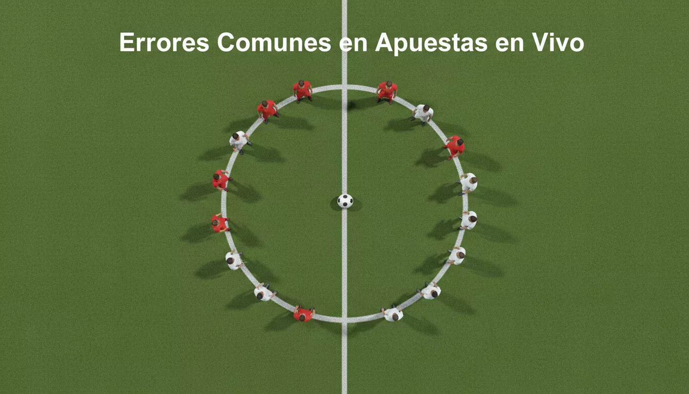 Vista cenital de un campo de fútbol de césped natural iluminado de noche con jugadores en posición de saque