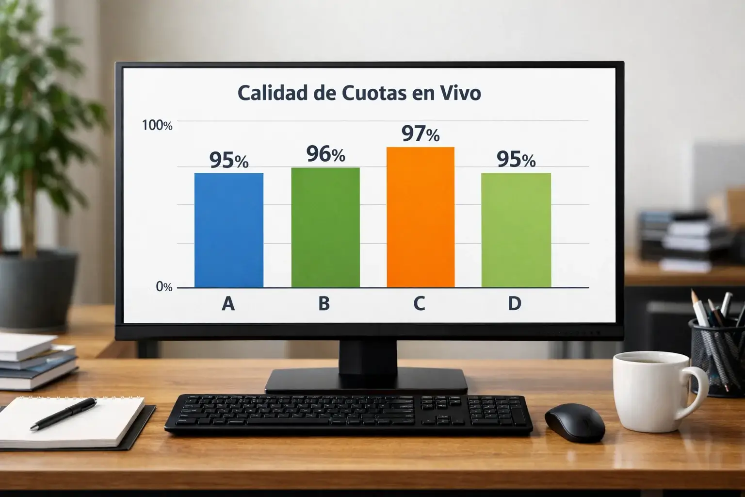 Gráfico simple de barras comparando porcentajes de cuotas entre operadores