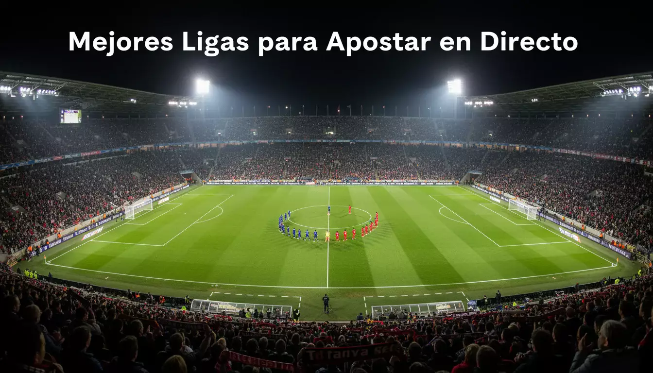 Vista panorámica de un estadio de fútbol europeo lleno durante un partido nocturno